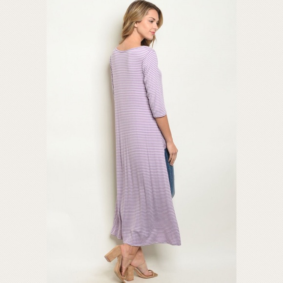 S M L Hi Lo Striped Purple Tied Top Shirt Blouse - Picture 3 of 3